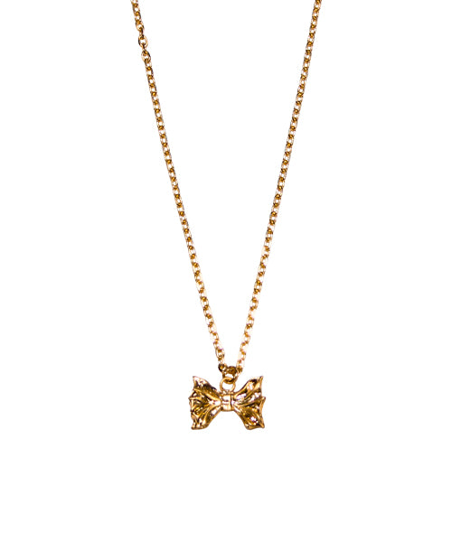 Gold ribbon pendant necklace