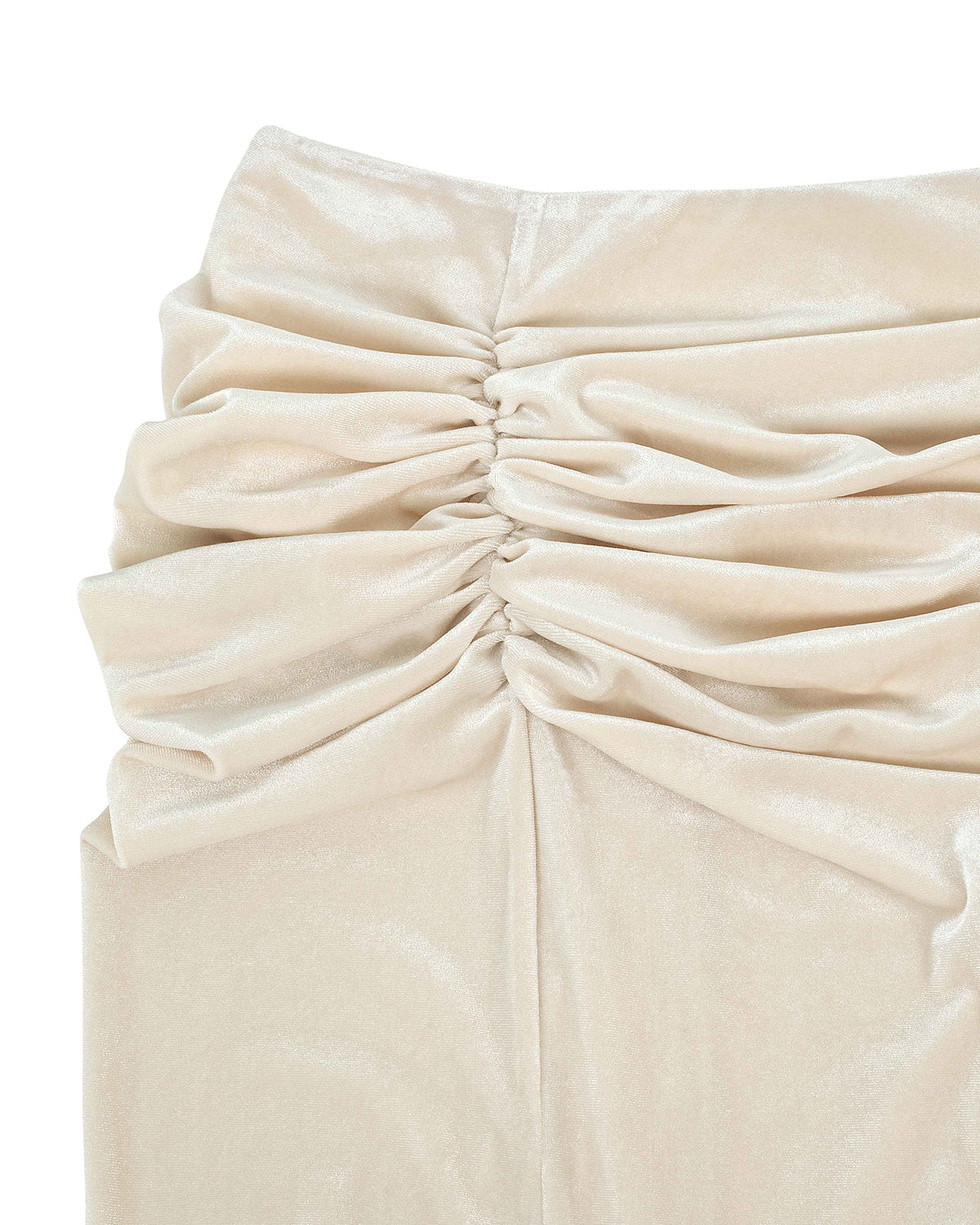 Velvet Draped Slit Long Skirt _ Cream