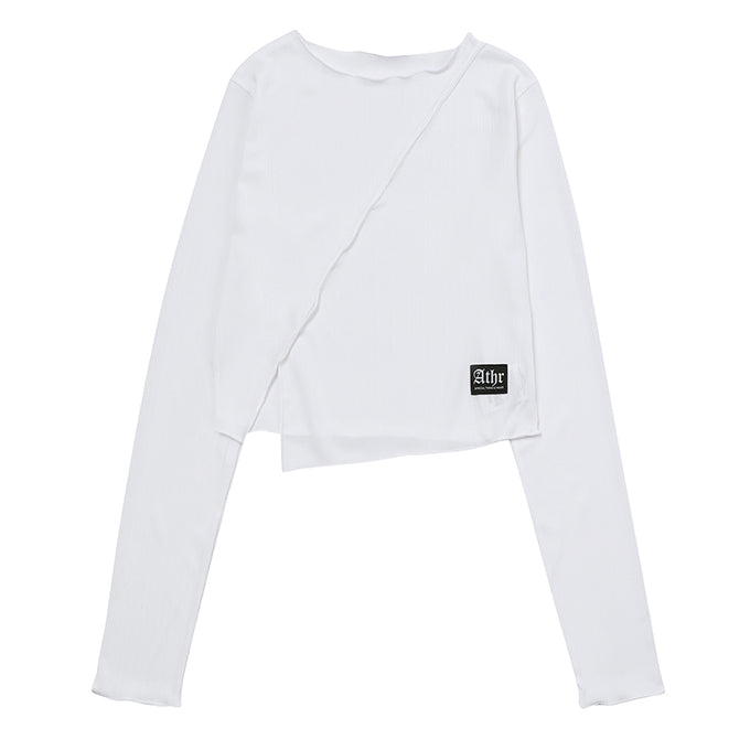 WHITE DIAGONAL LONG T-SHIRT