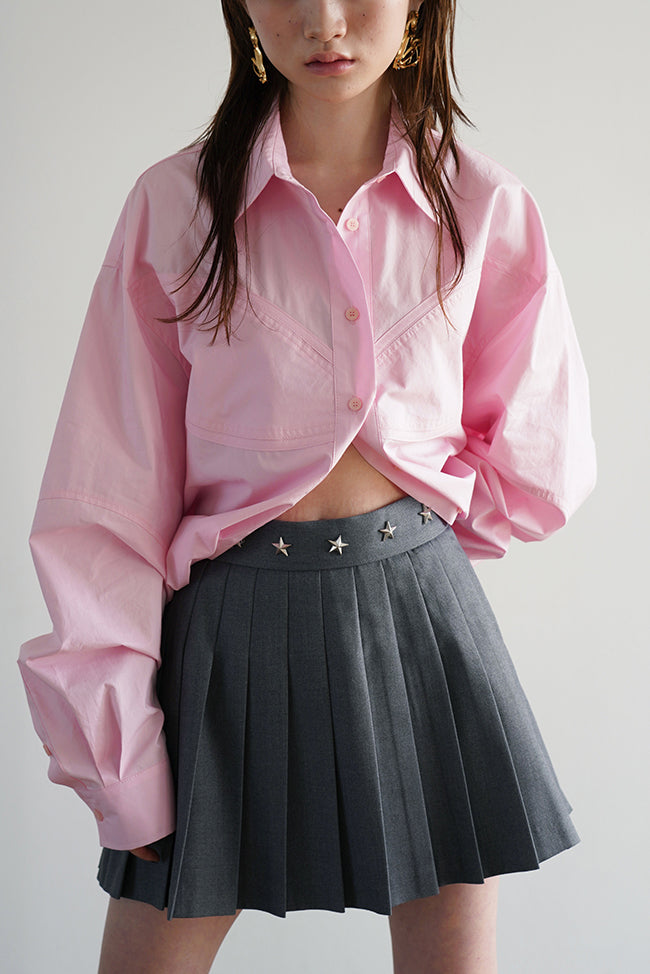 BACK WIDE STRAP OVERSIZED SHIRT IN PINK