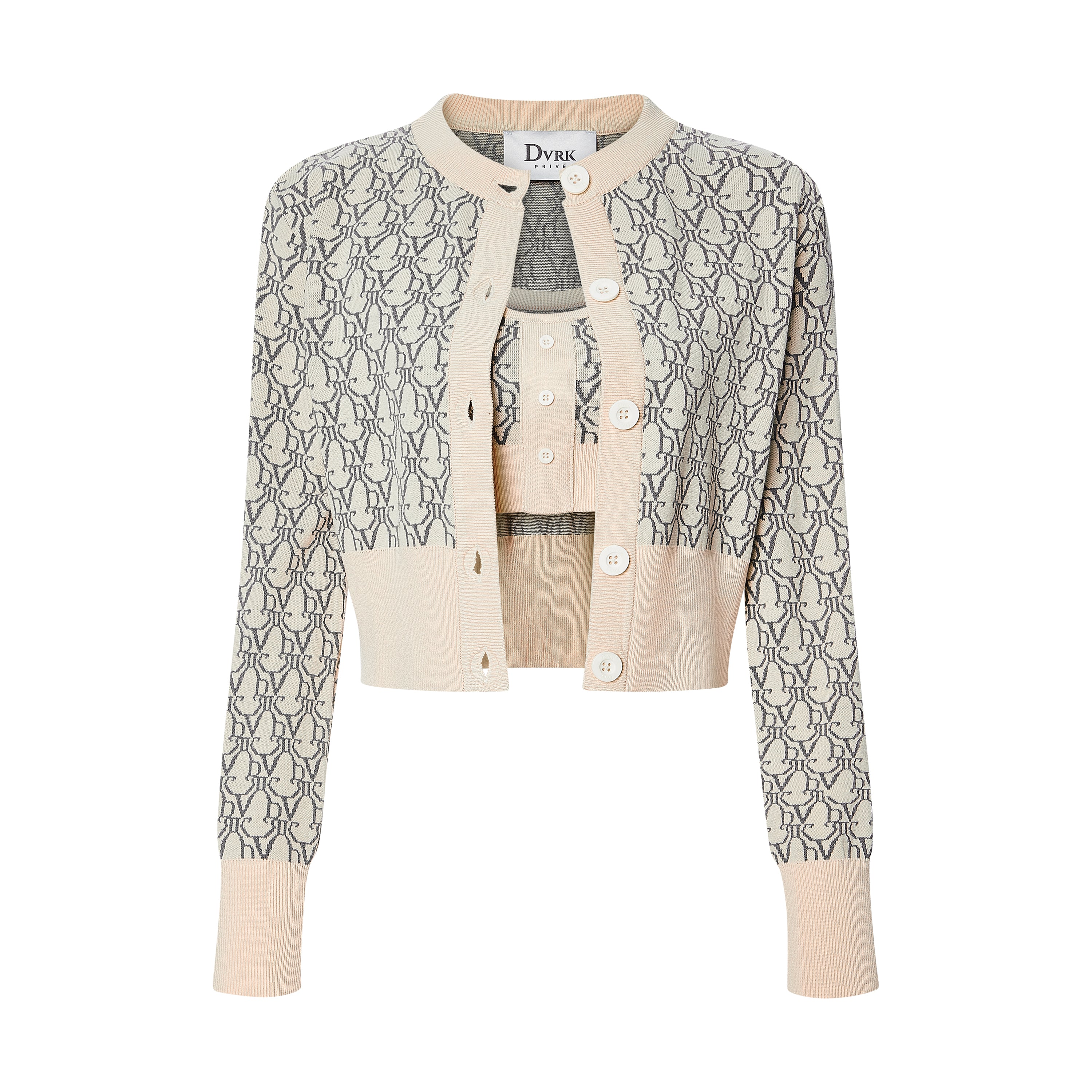 DVRK CROPPED CARDIGAN SET - CREAM