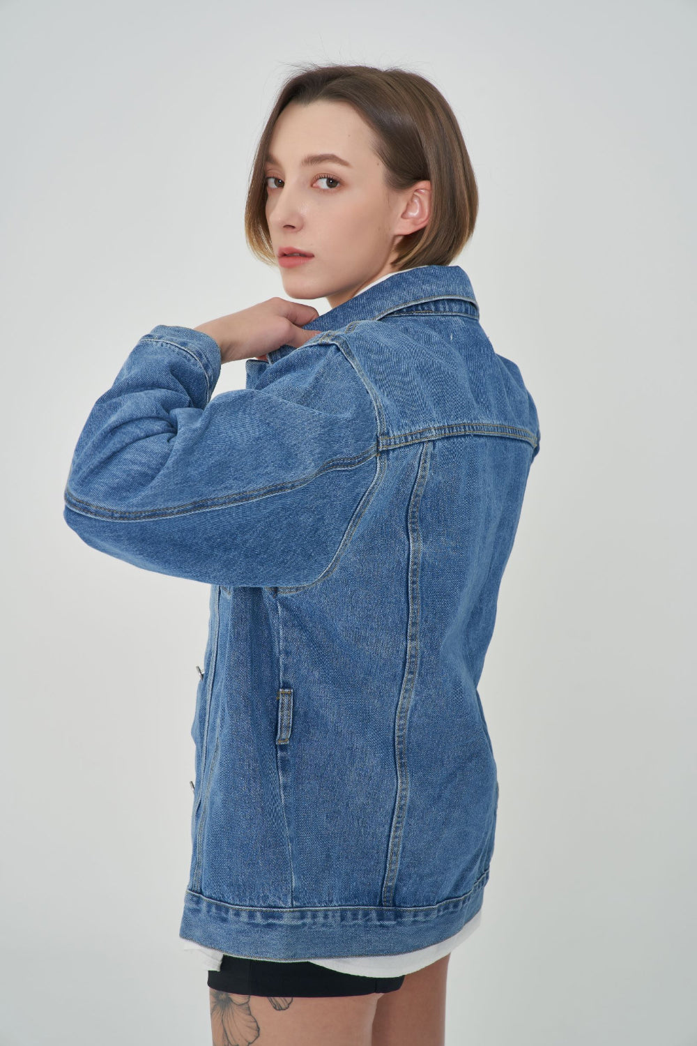 SEMI OVER FIT BELT SET DENIM JACKET [1000]