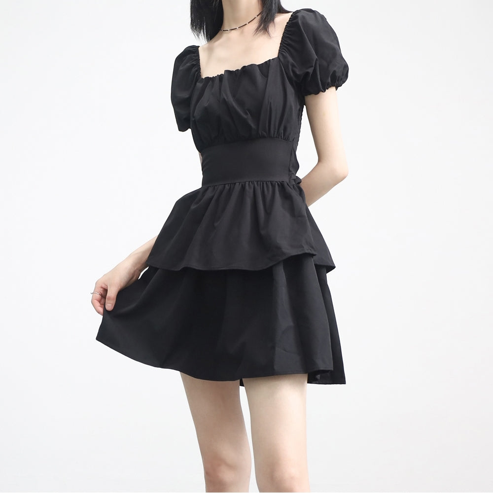 Webit Shirring Puff Dress