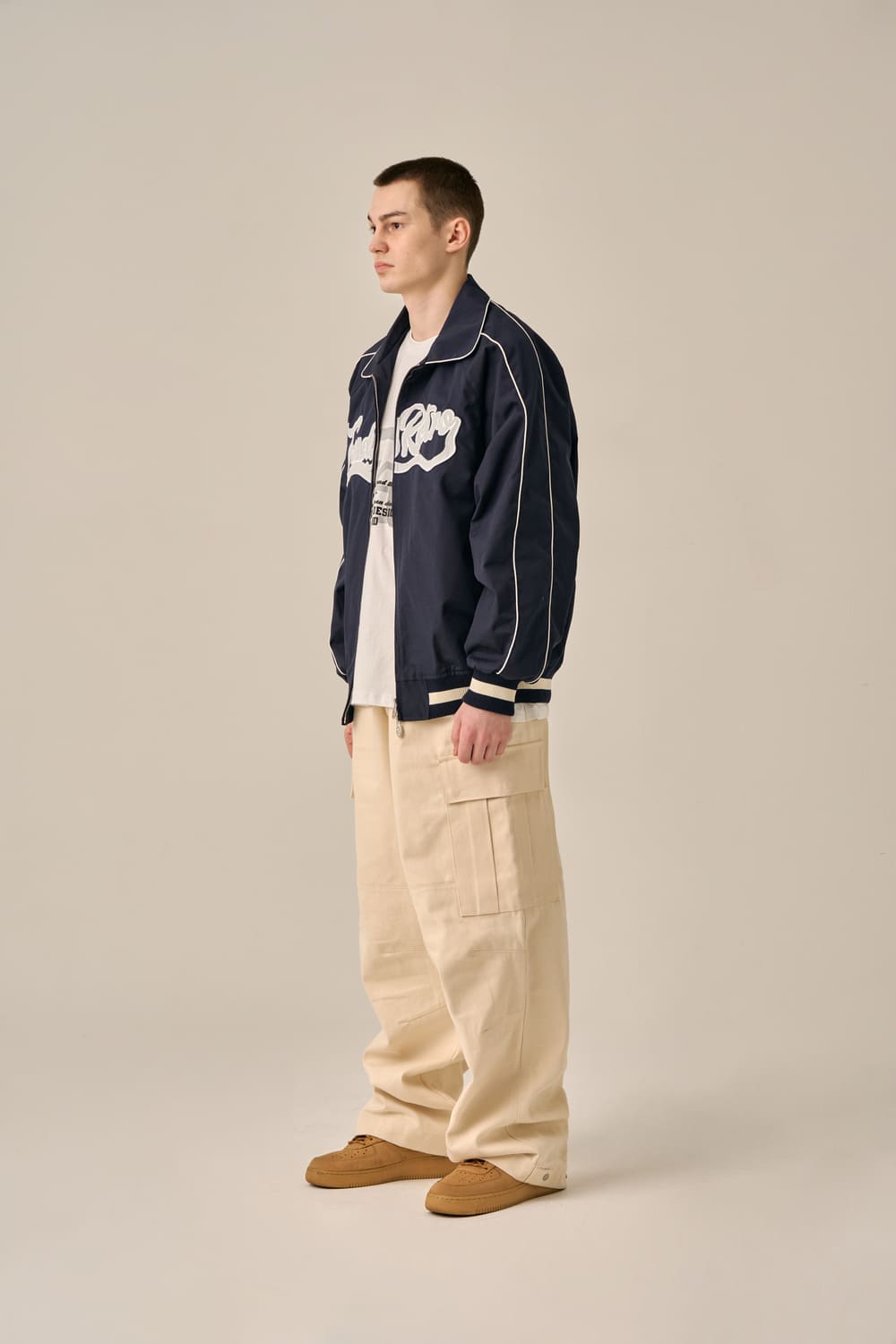 BIG LOGO PIPING BLOUSON - NAVY