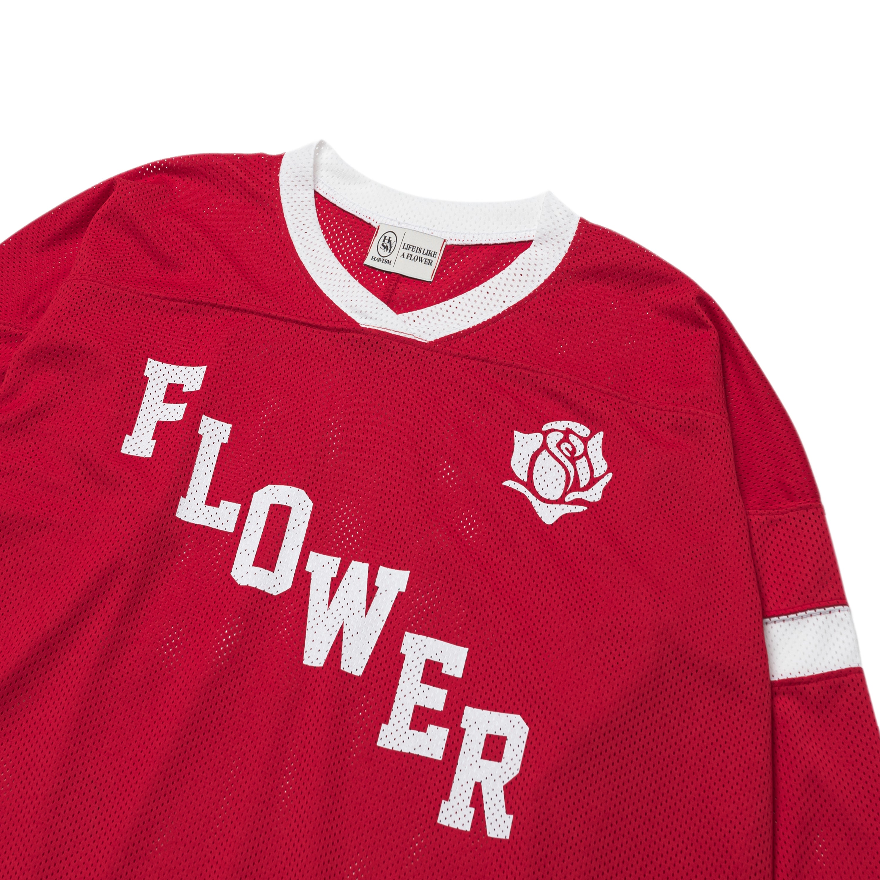 FLOWER AMERICAN FOOTBALL MESH L/S TEE(RED)