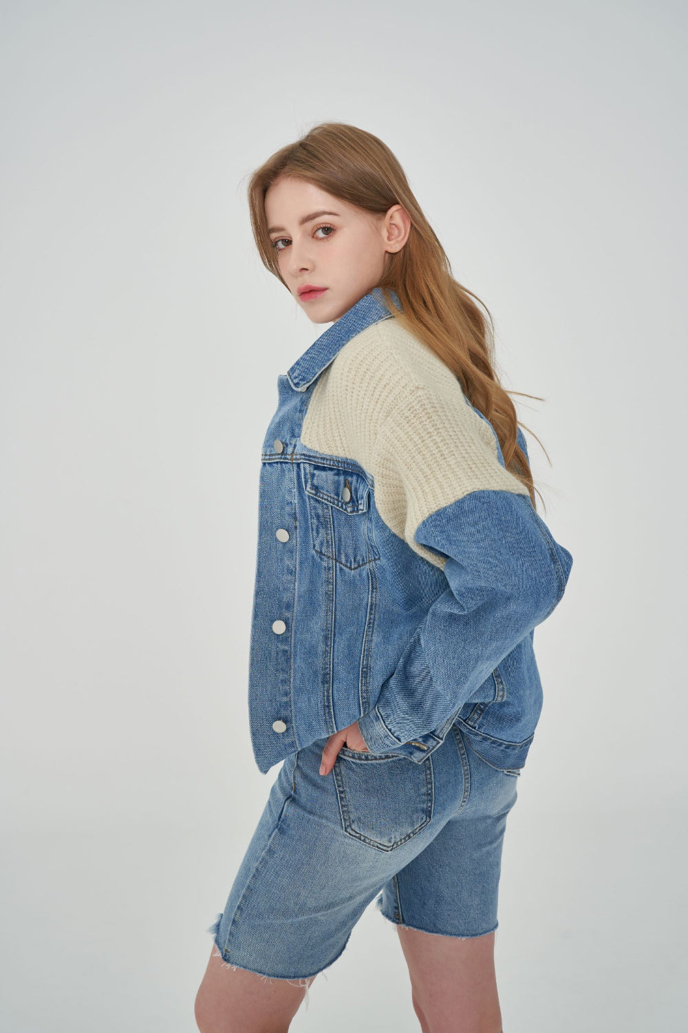 KNIT DENIM JACKET [6673]