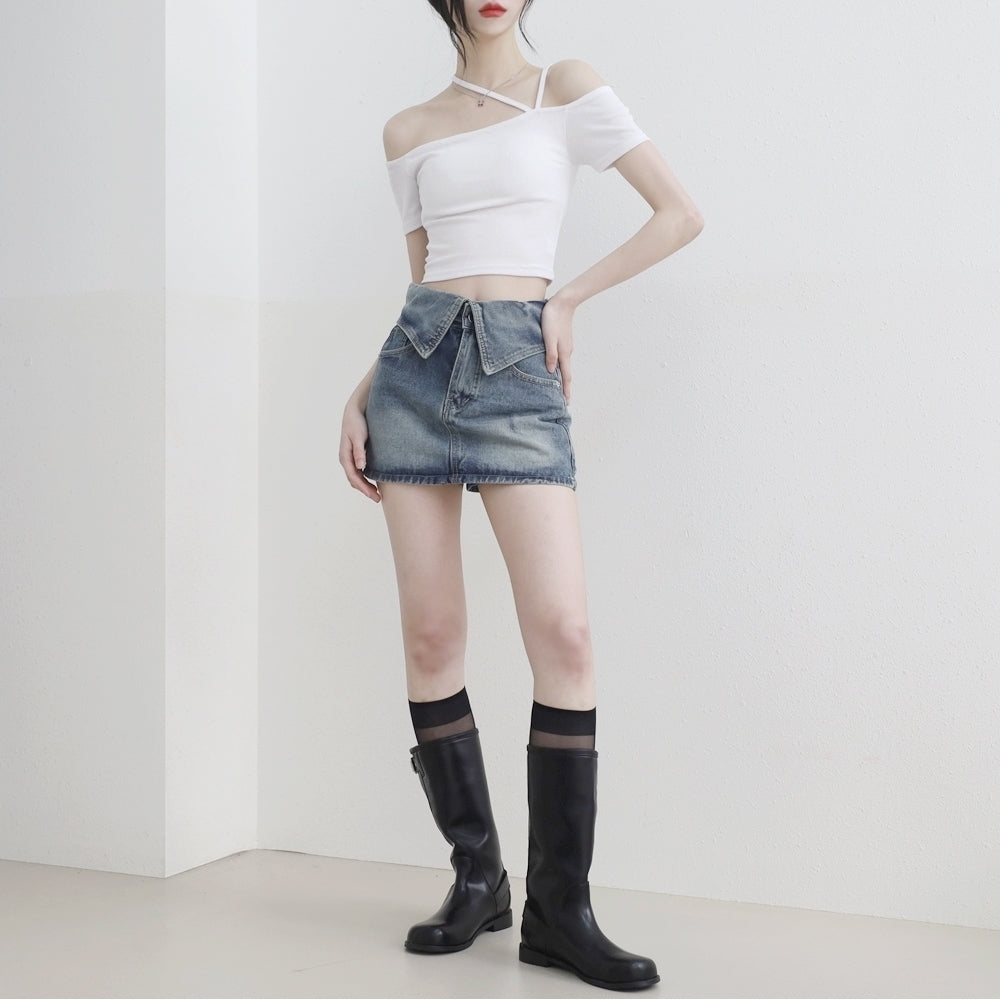 Chesh Folding Denim Skirt