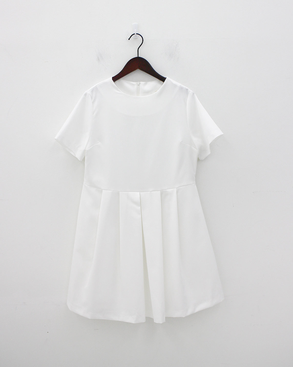 Pleats Mini Short Sleeve Dress (3color)