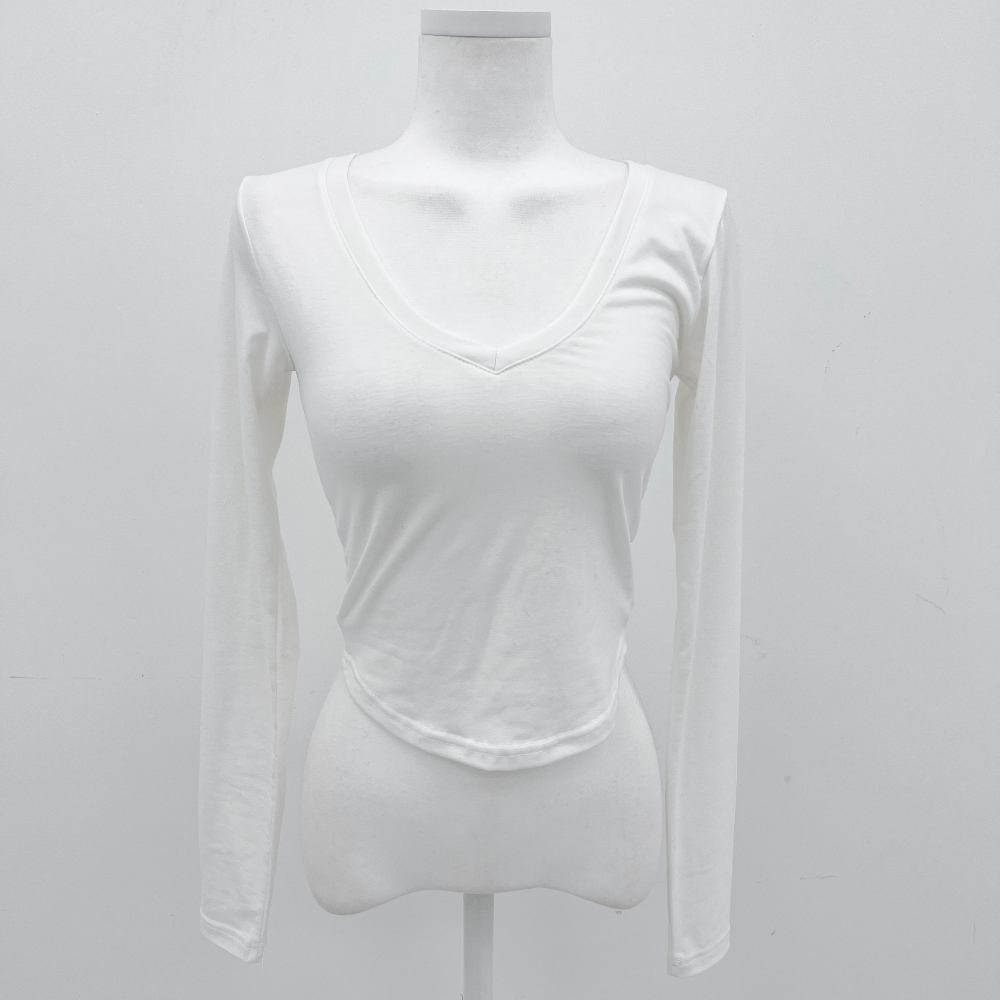 Deep V neck long sleeve (2 color)