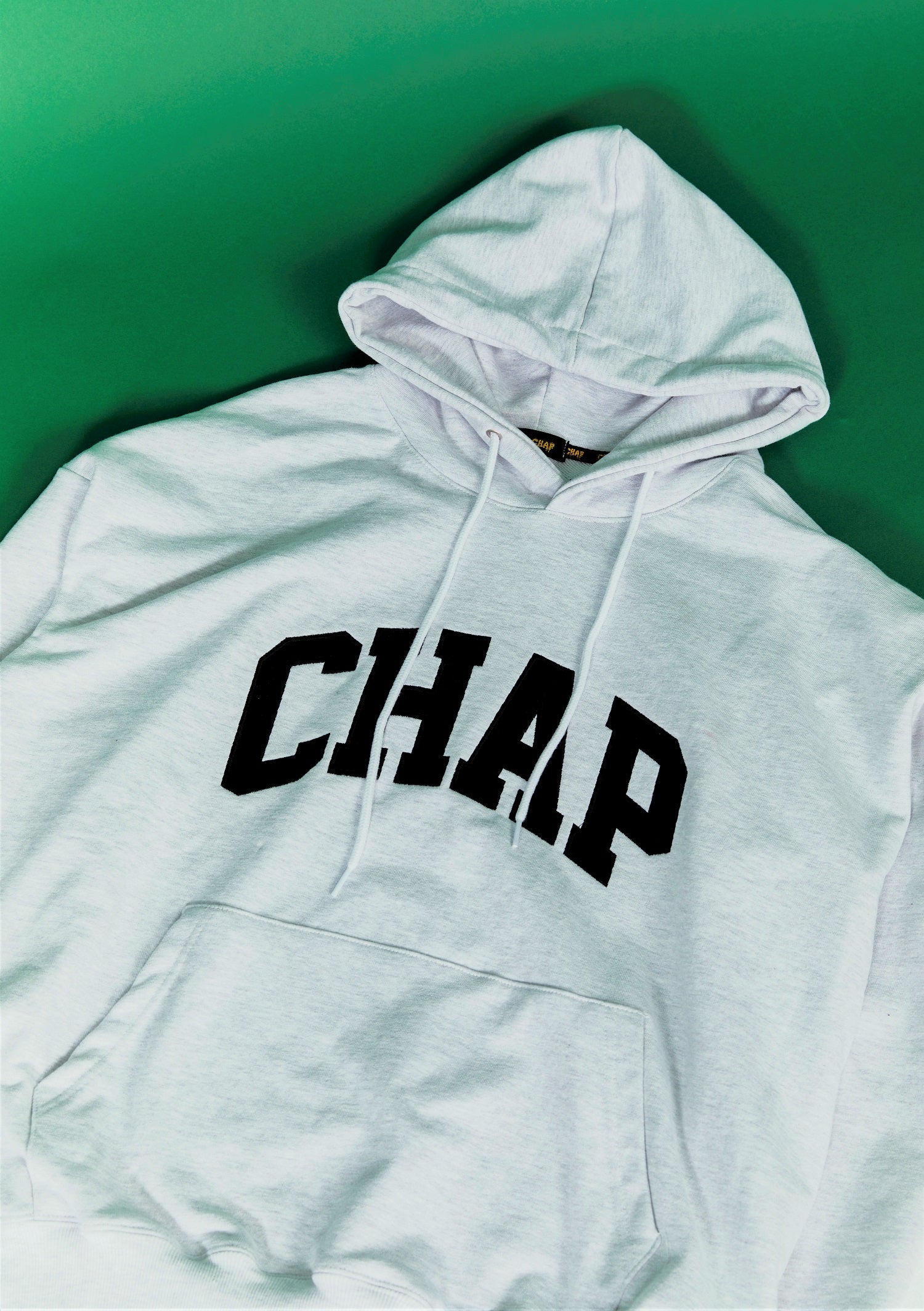 Chap Logo over fit Hoodie(White Melange)