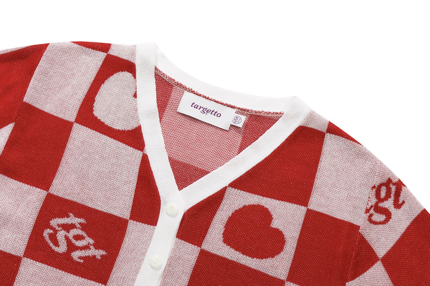 CHECKERBOARD CARDIGAN(RED)