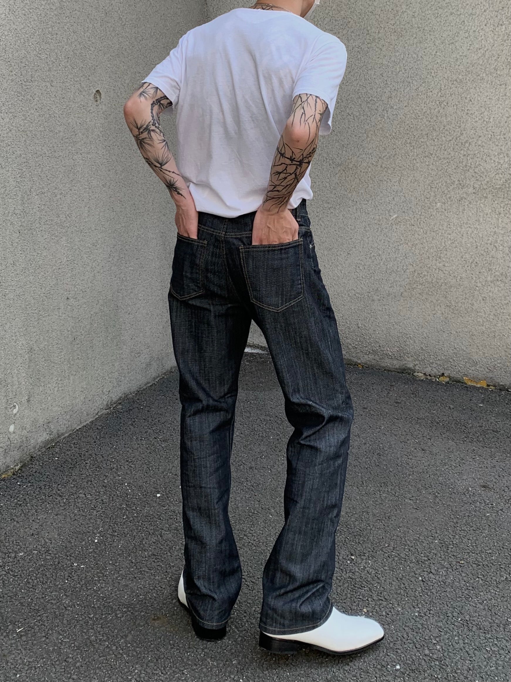 unwashed indigo denim pants