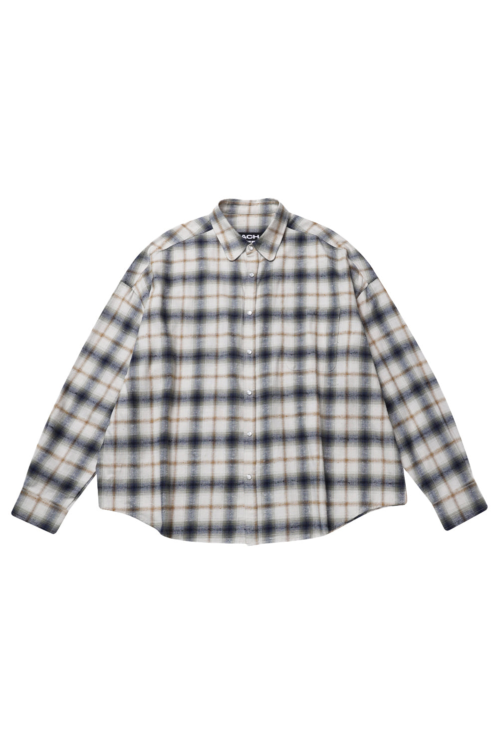 ROUNDED COLLAR CHECK SHIRT_IVORY