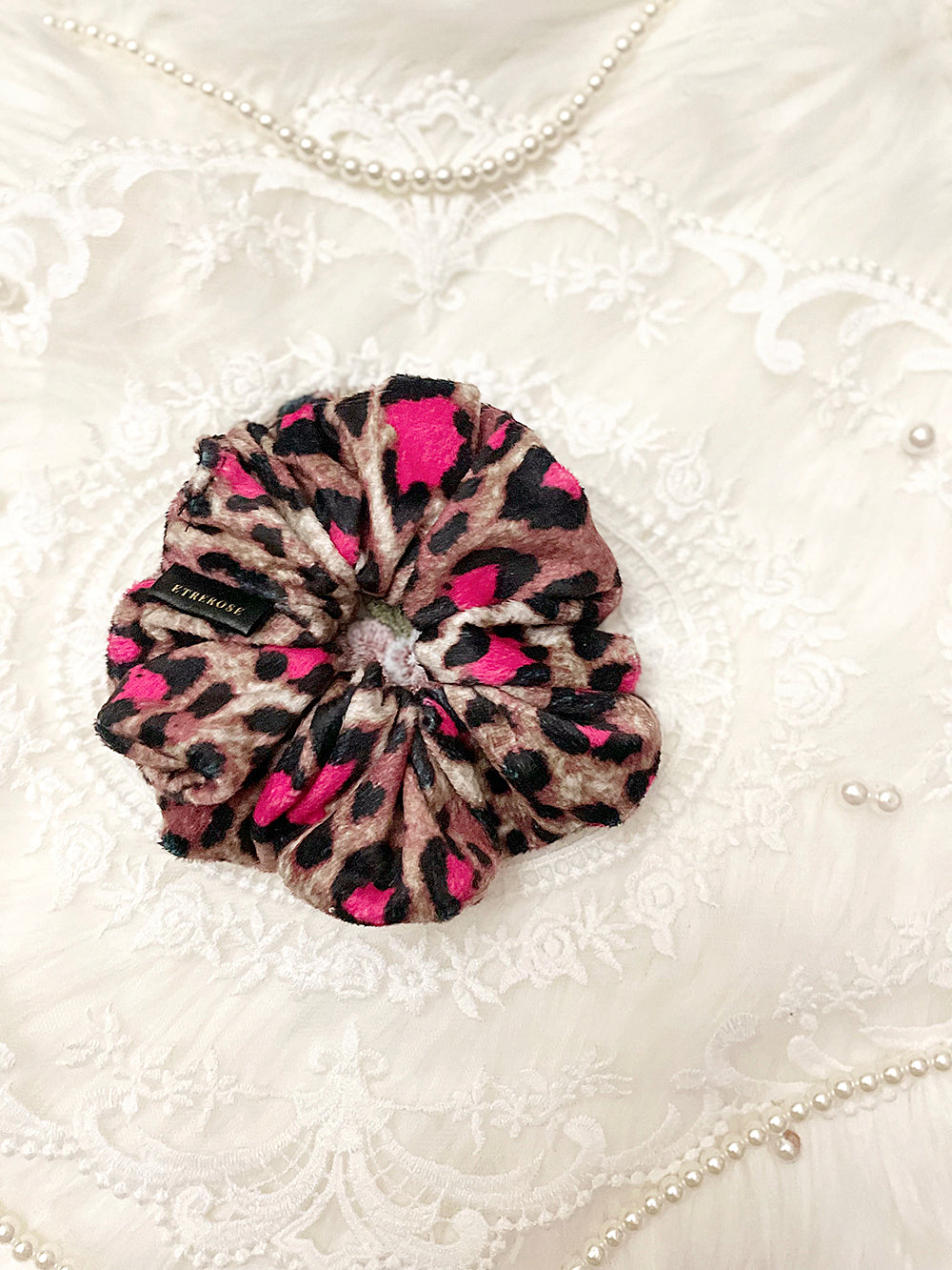 Leopard Mocha Microfiber Scrunchie (2color)