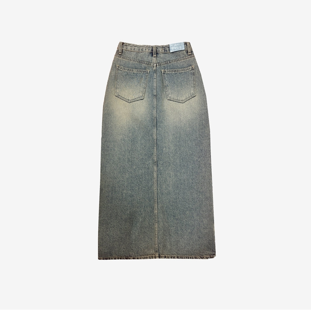 Pory Vintage Denim Long Skirt