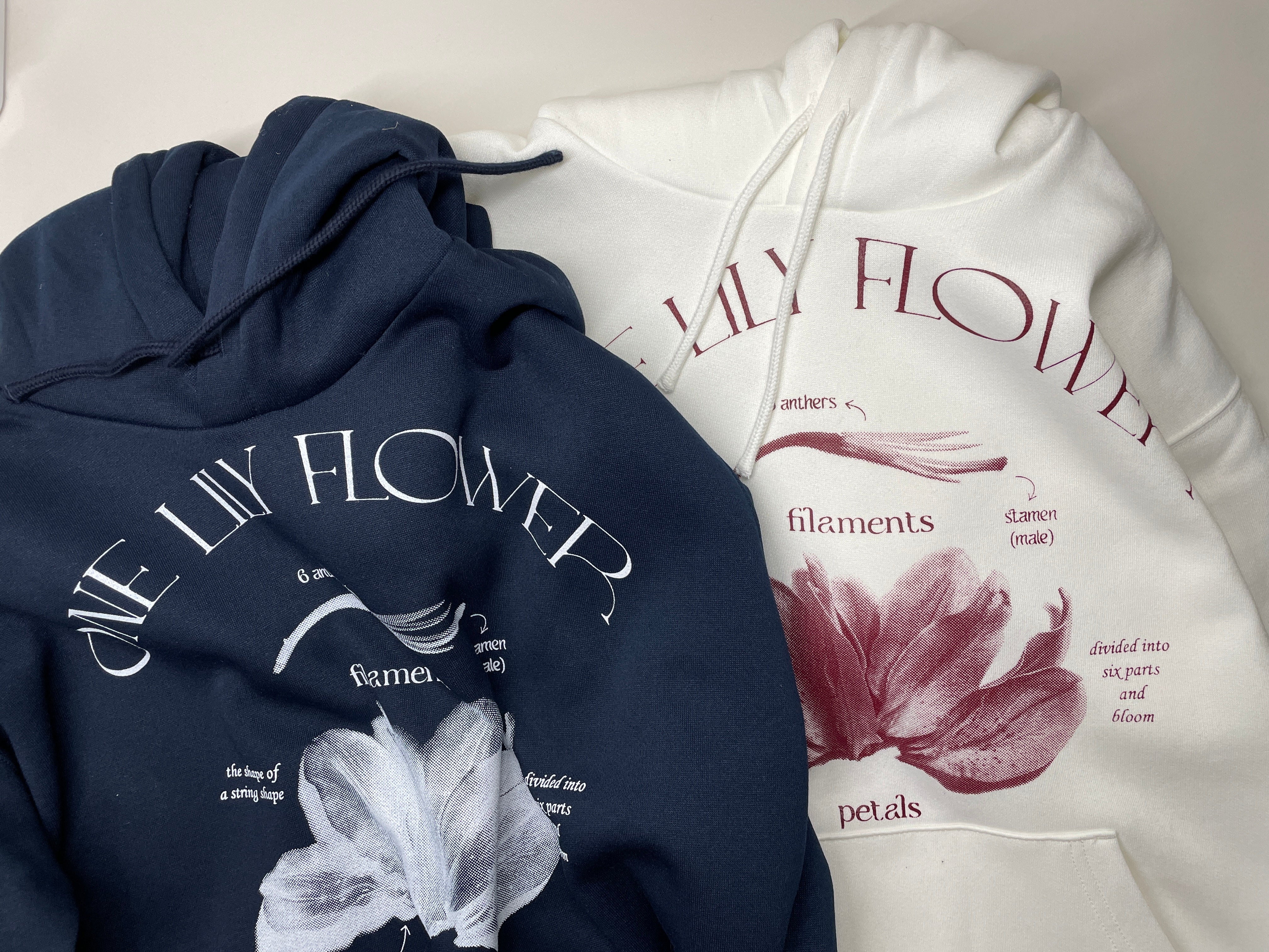 One Lily flower Hoodie ( White