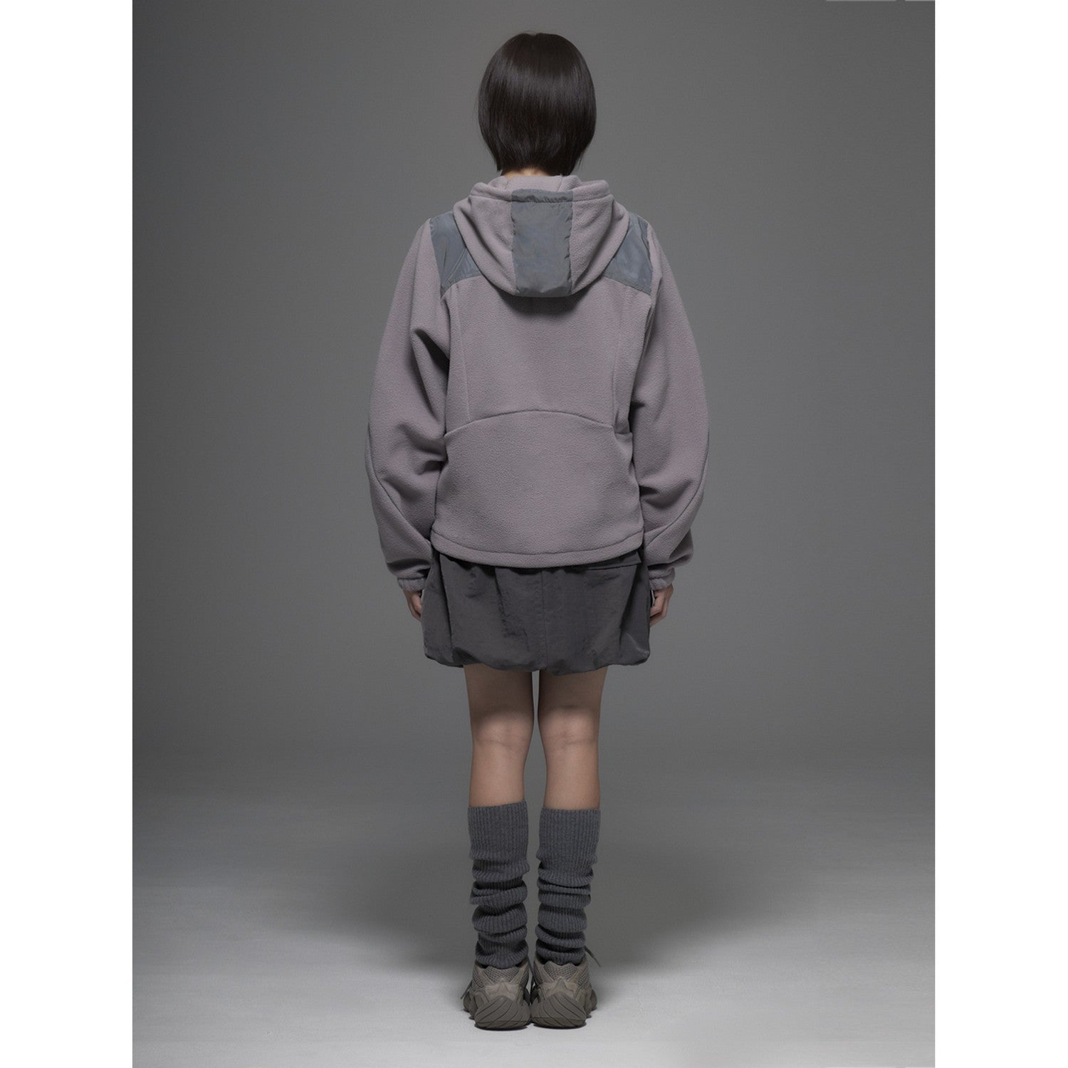 REFLECTIVE PANELED FLEECE ANORAK [GREY]