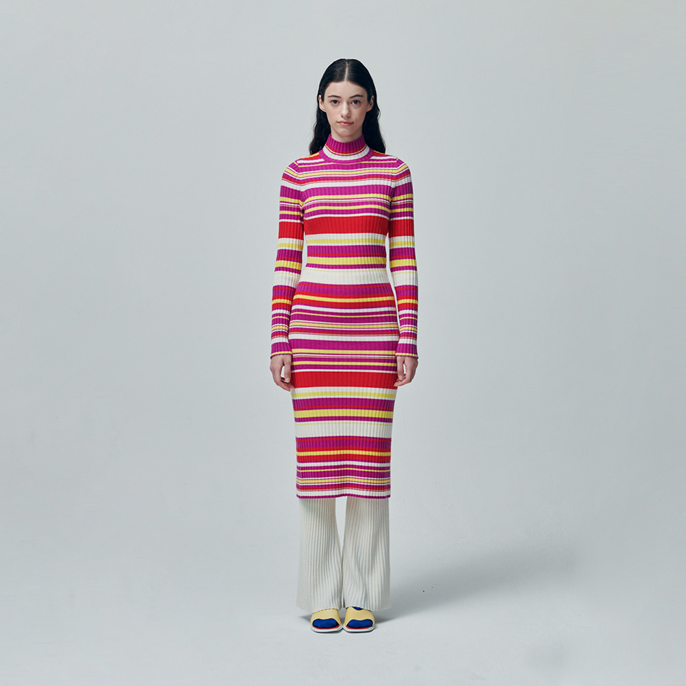 MULTI COLOR STRIPE DRESS_ORCHID