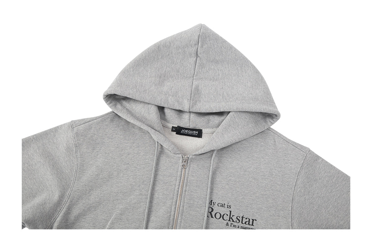 Smile Rockstar Hoodie Zip-Up (Grey/Black)