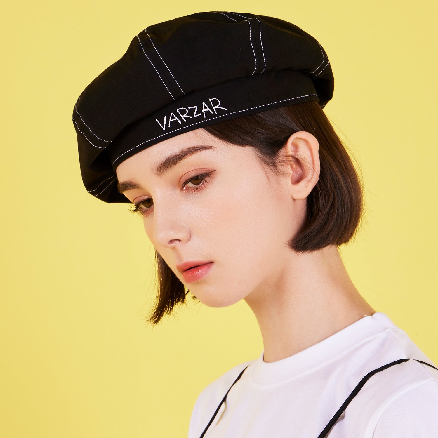 Scribble Point Beret Black