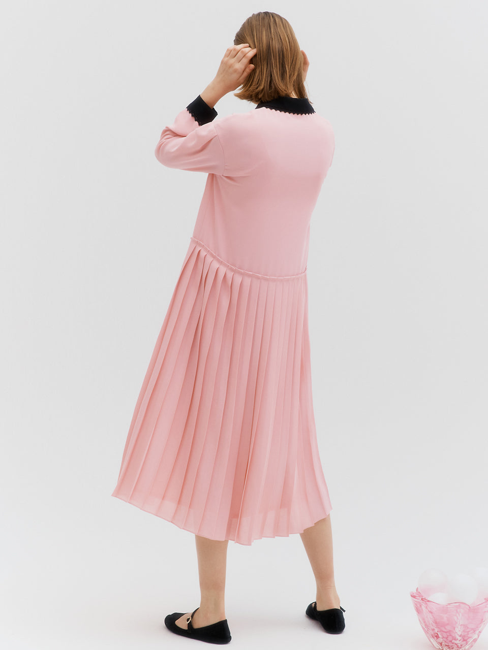 Lace pleated dress - Pink