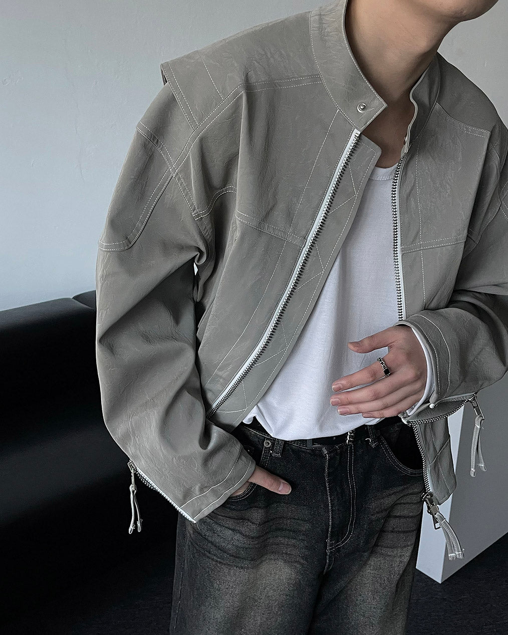 MG Glossy Biker Jacket (3 colors)