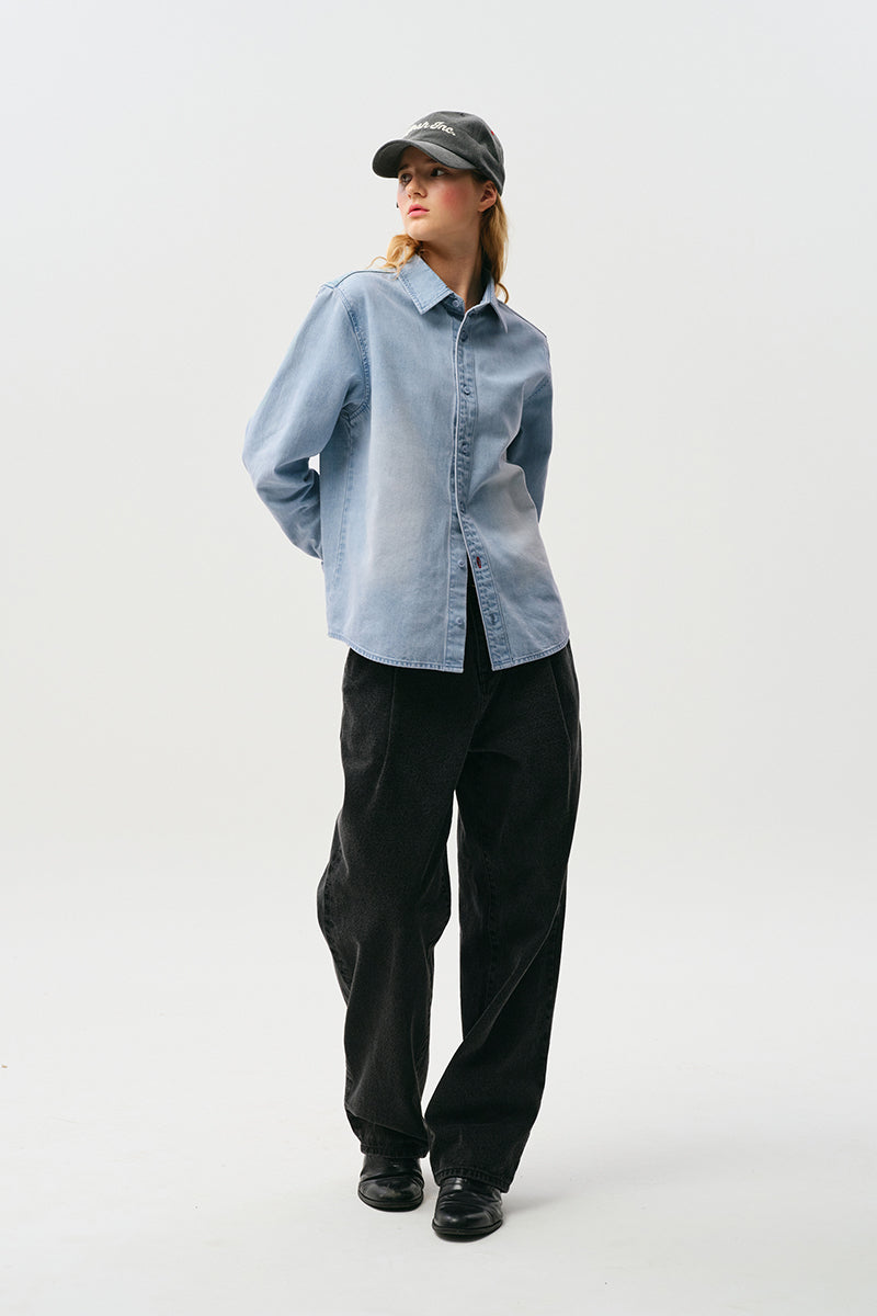 UNI DAILY PIN TUCK DENIM PANTS [BLACK]