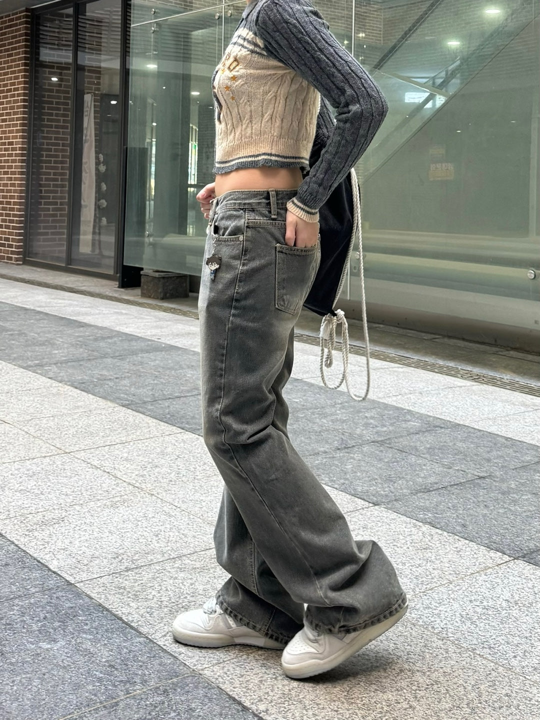 Grayish Low-rise Bootcut Denim