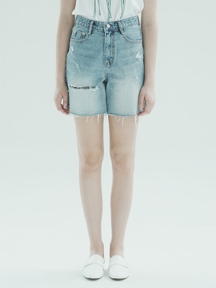 W1012 DAMAGE DENIM SHORT