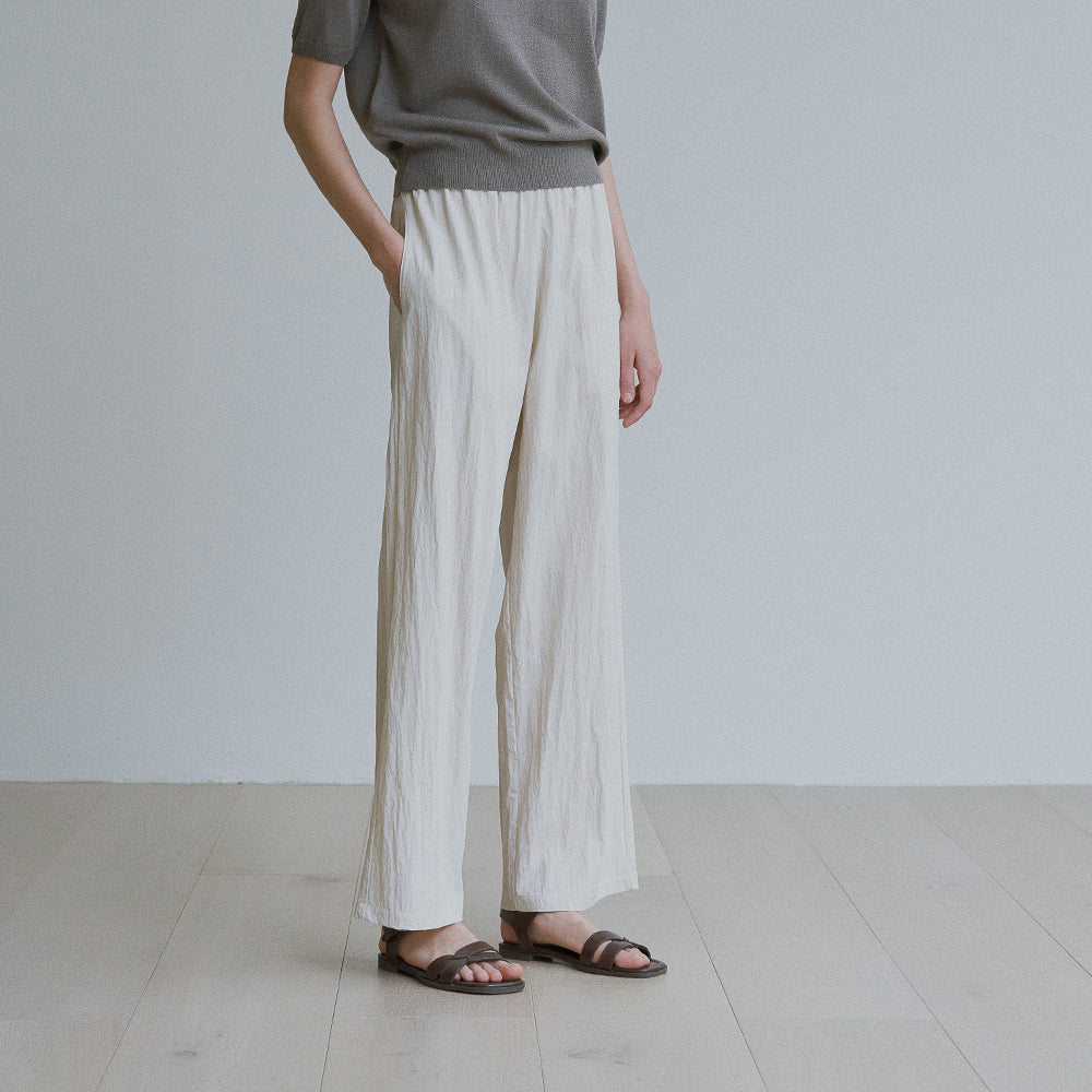 Crease banding wide pants