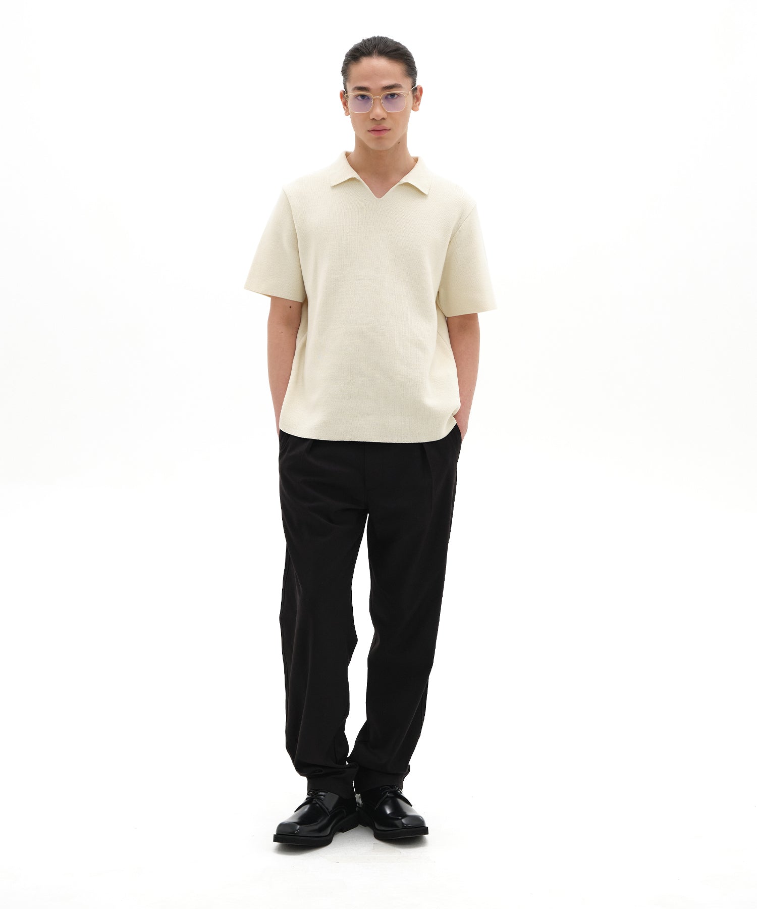 Wool One-Tuck Basic Slacks_Black