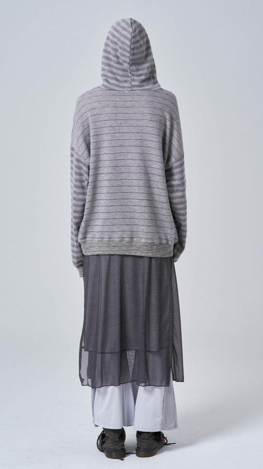 Oversized stripe hoodie_charcoal