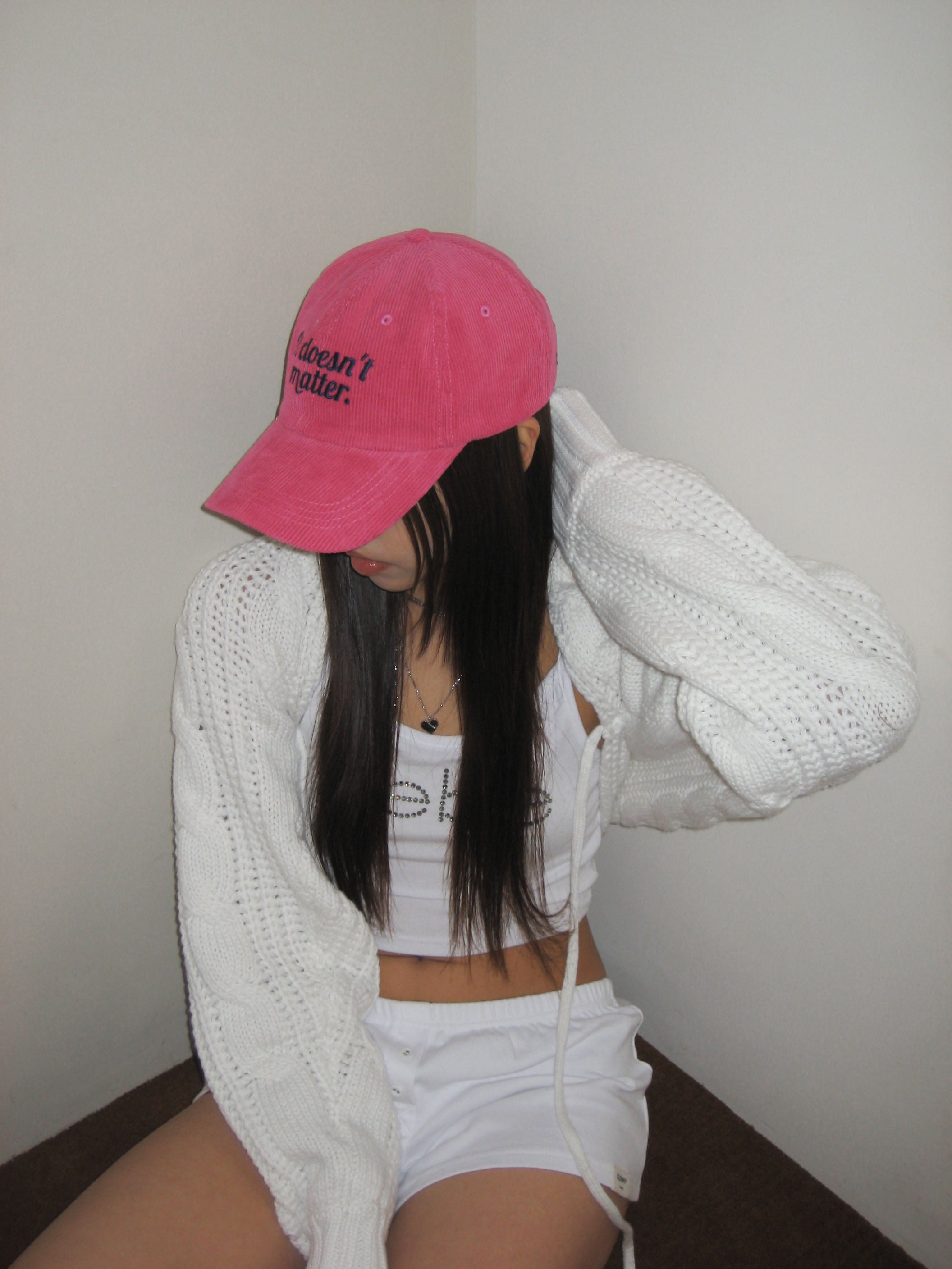 Corduroy logo ball cap (Hot pink)