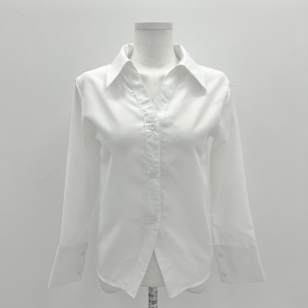 V neck line shirts (White)