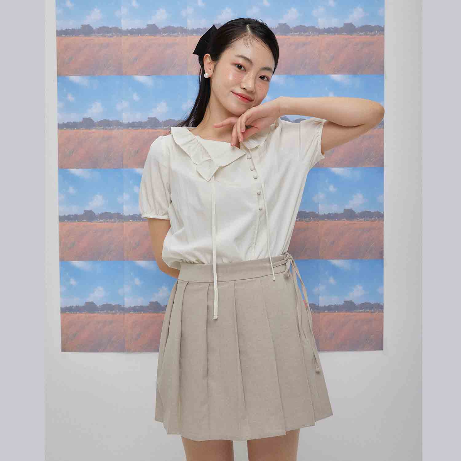 Kairo pleats skirt (beige)