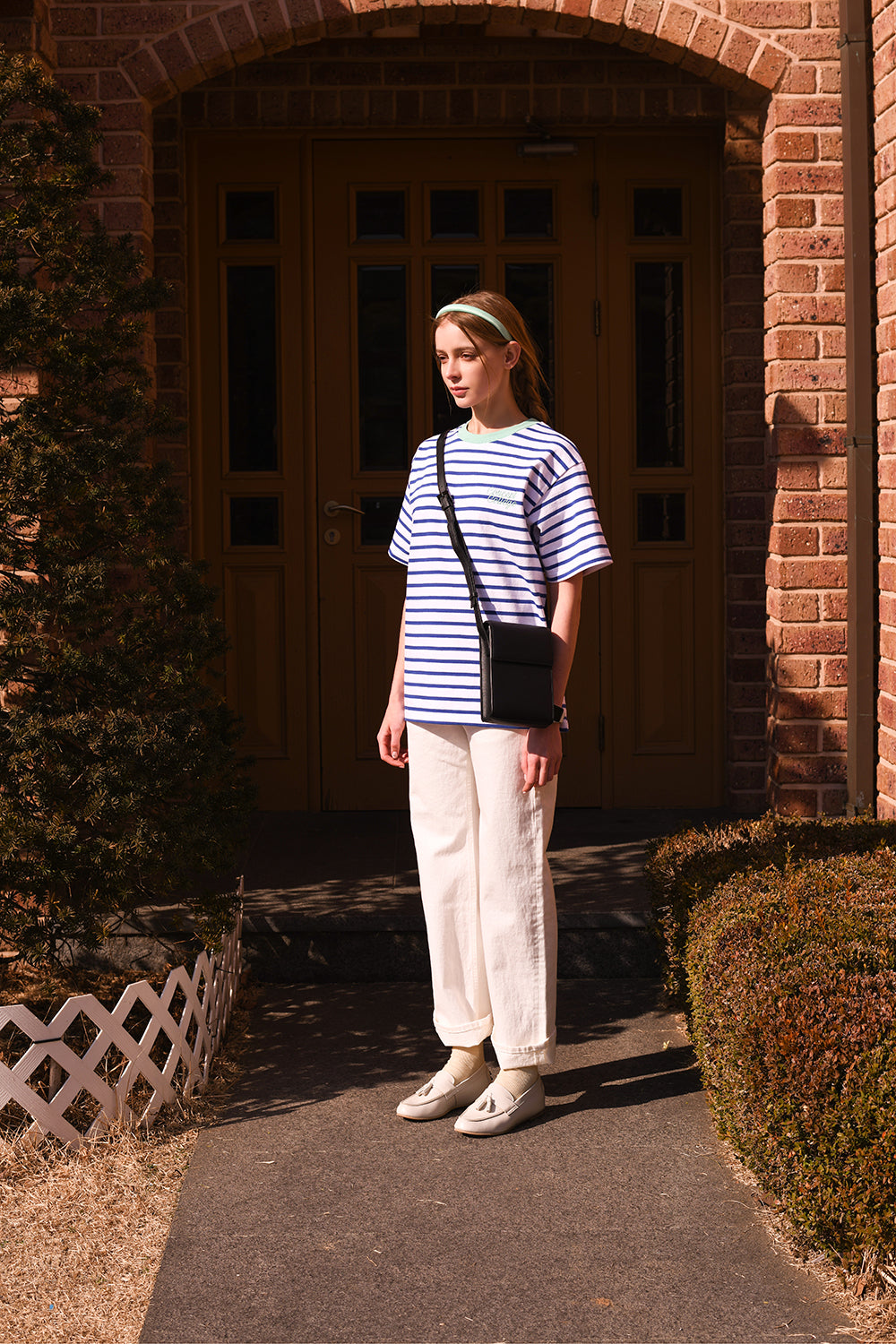 Mint Neck Blue Stripe Unisex T-shirt