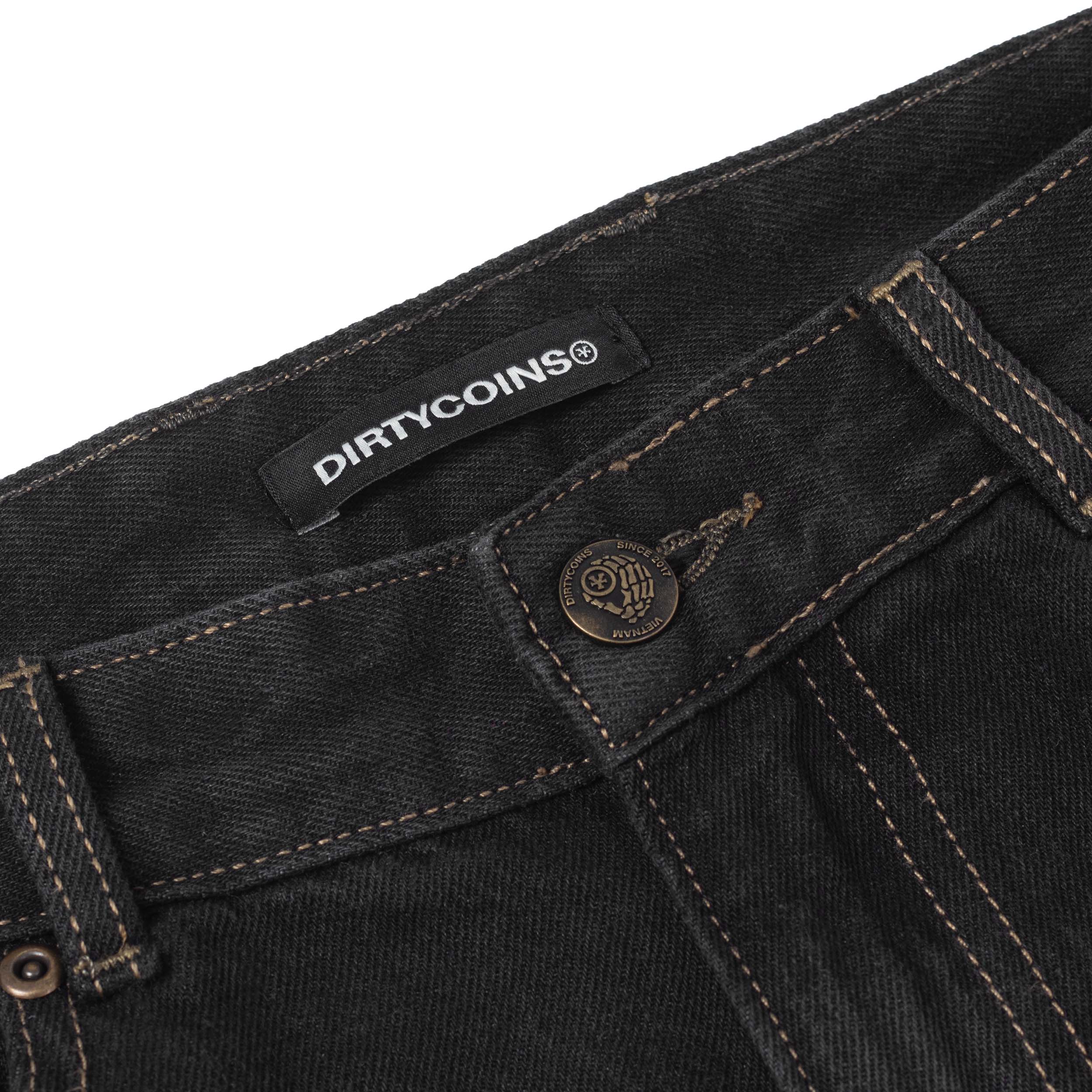 Logo Washed Knee Jeans - Black