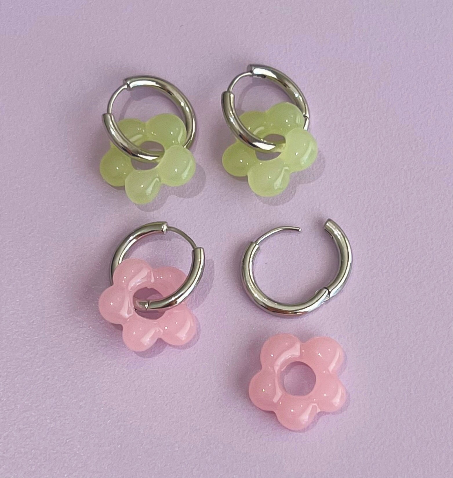 Pastel Flower Ring Earrings (2 colors)