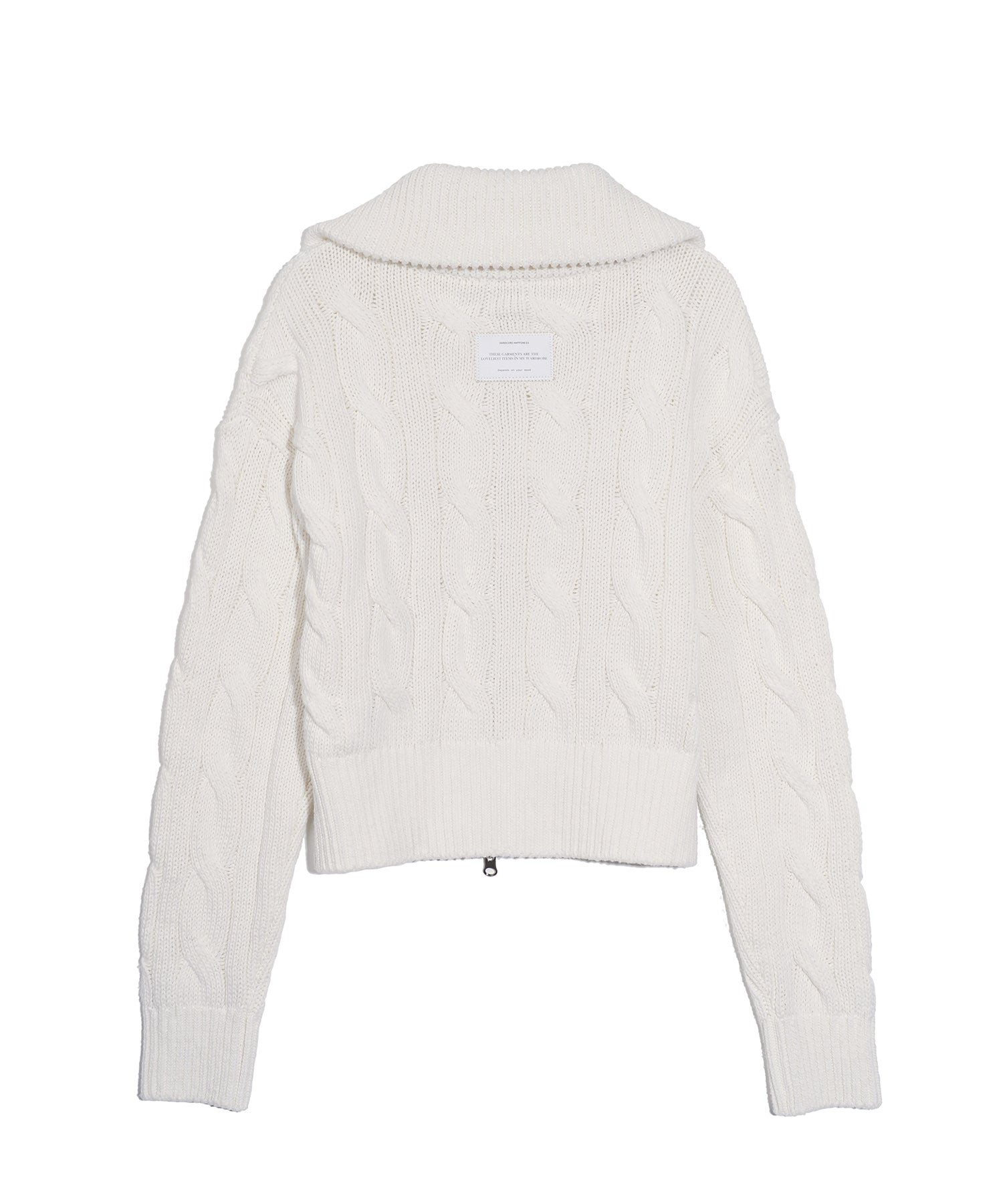 Patch cable two-way zip-up cardigan_ivory