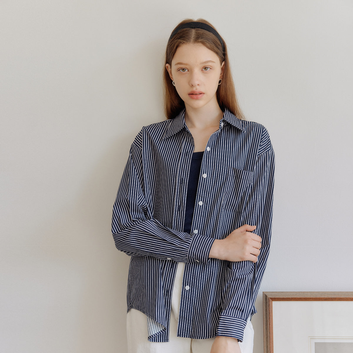 ストライプオーバーシャツ / STRIPE OVER SHIRT_NAVY