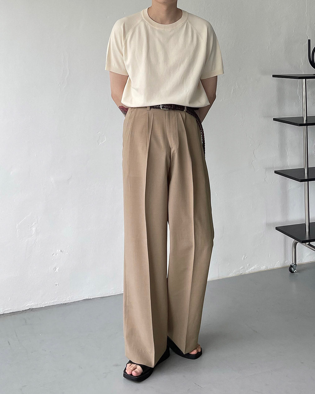 FL Niver Two-Tuck Side Banding Wide Slacks (4 colors)