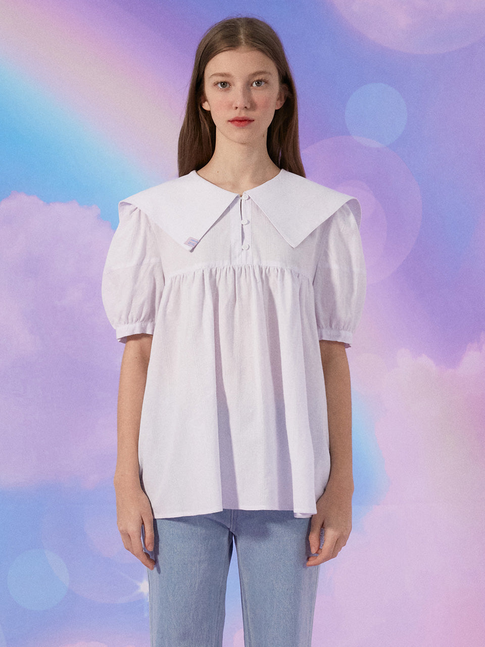 (BL-21312) SAILOR PUFF-SLEEVE BLOUSE WHITE