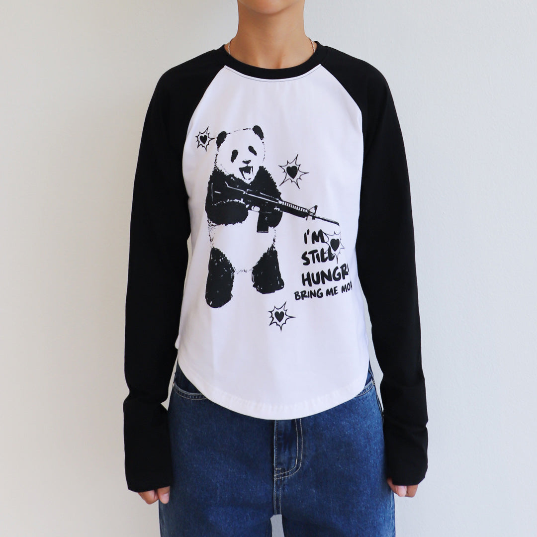 HUNGRY PANDA Raglan long-sleeved (WHITE)