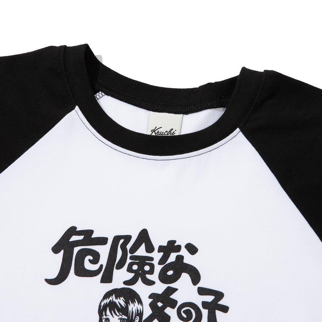 A MOTORCYCLE GIRL Raglan long-sleeved (WHITE)