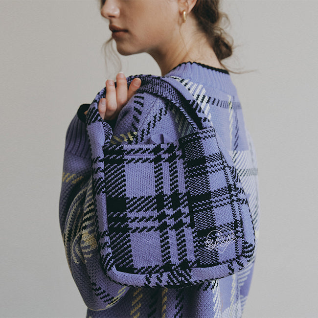 EYEYE CHECK KNIT MINI BAG_LAVENDER (EEOO3BAY02W)