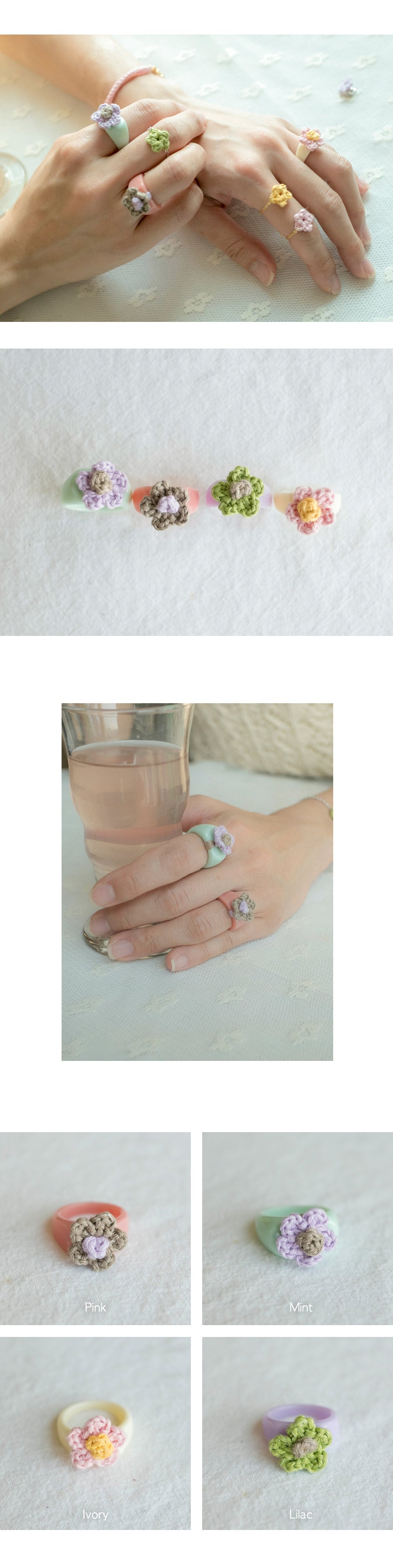 Pastel flower acrylic ring