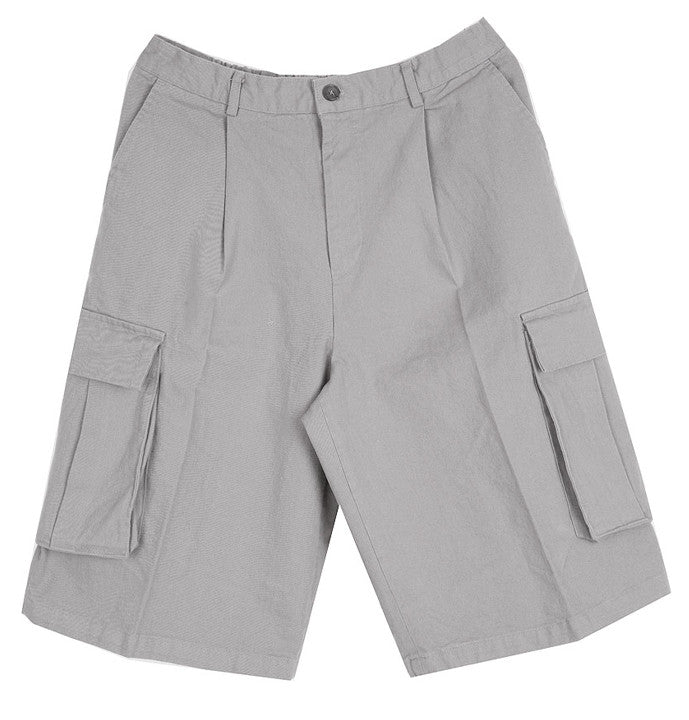 No.0106 washed cotton wide cago SHORTS (3color)