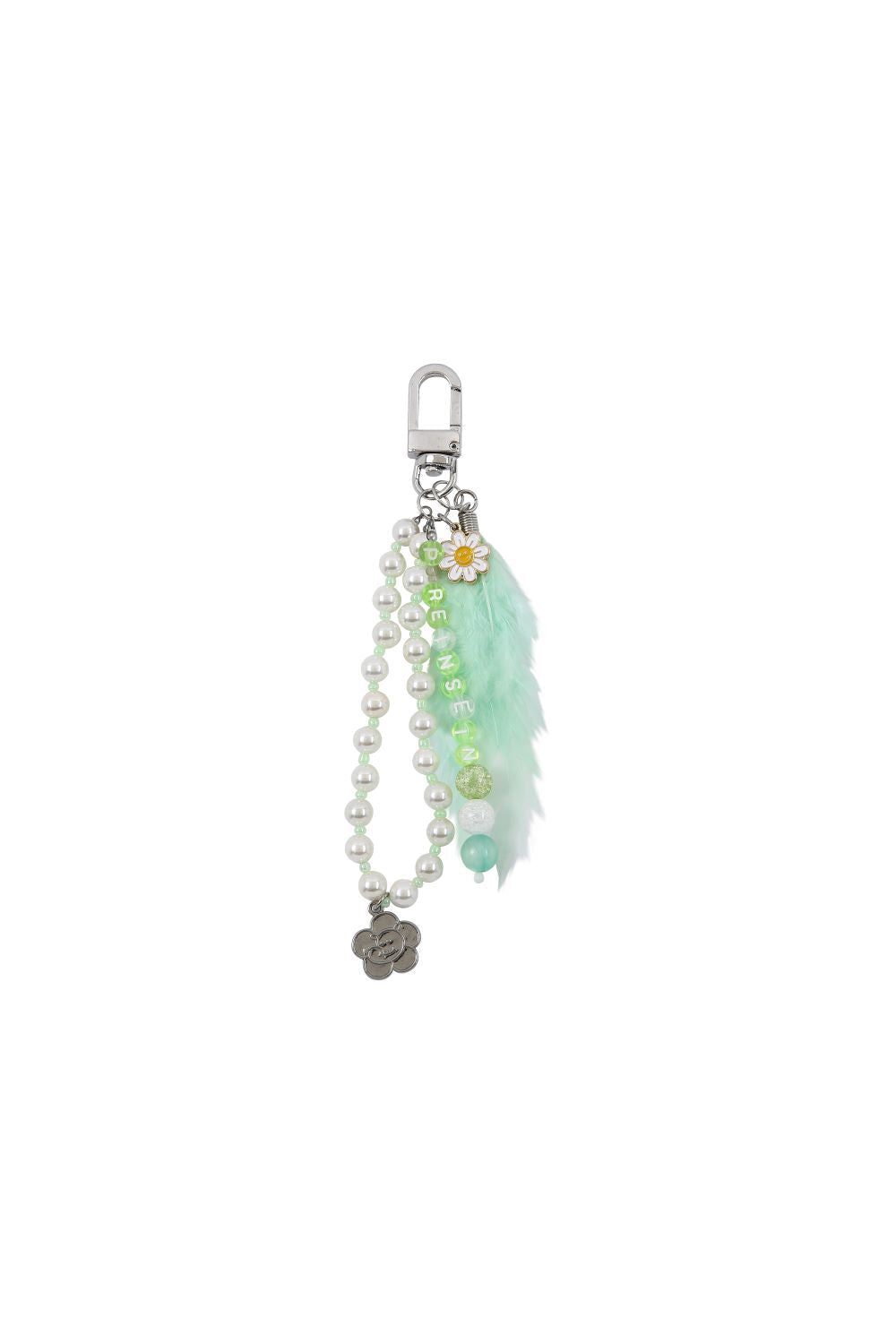 mint feather doggy flower key-ring