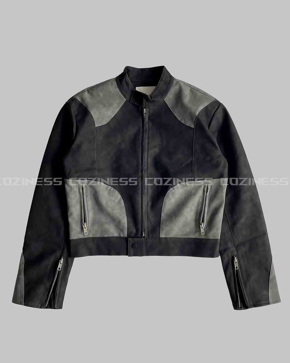 OA Treasure Cropped Racing Leather Jacket (2 colors)