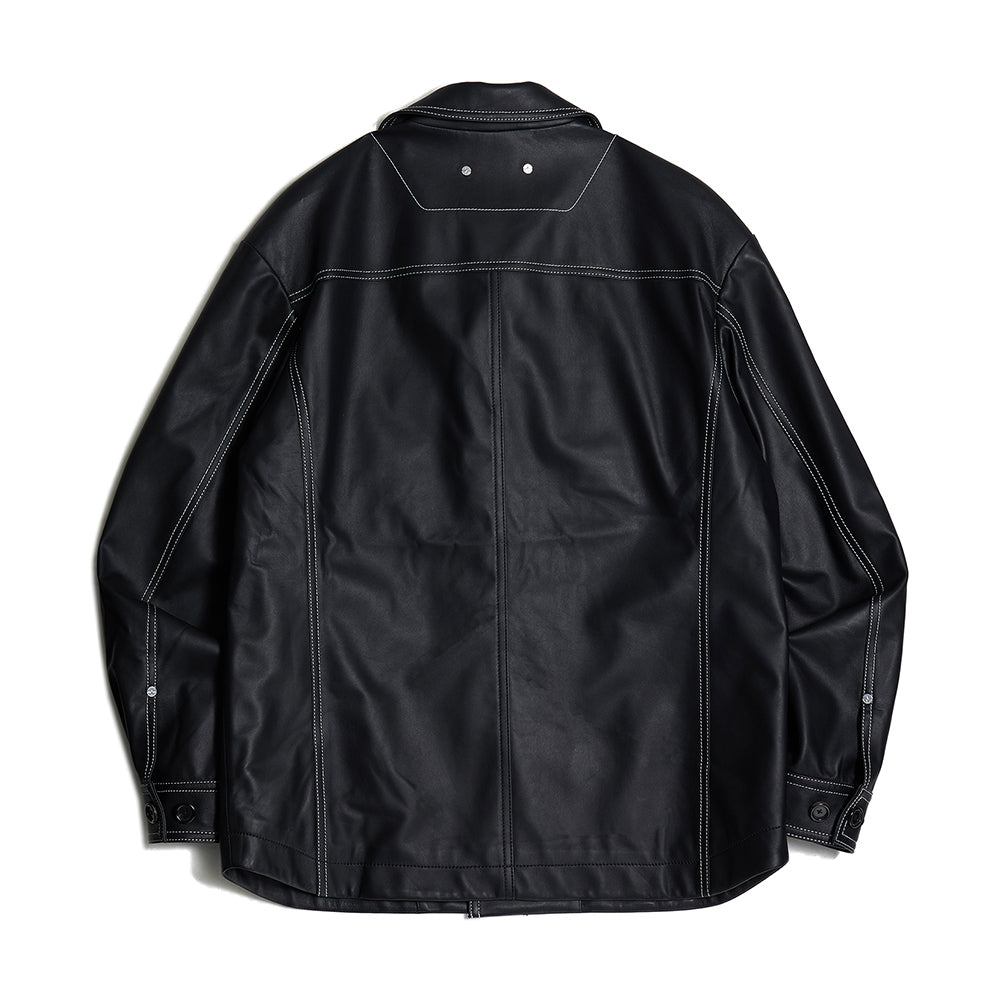 VEGAN LEATHER OVERSIZE SHIRT JACKET